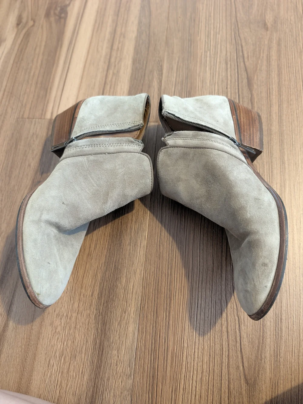 Sam Edelman Suede Ankle Booties in Taupe Gray